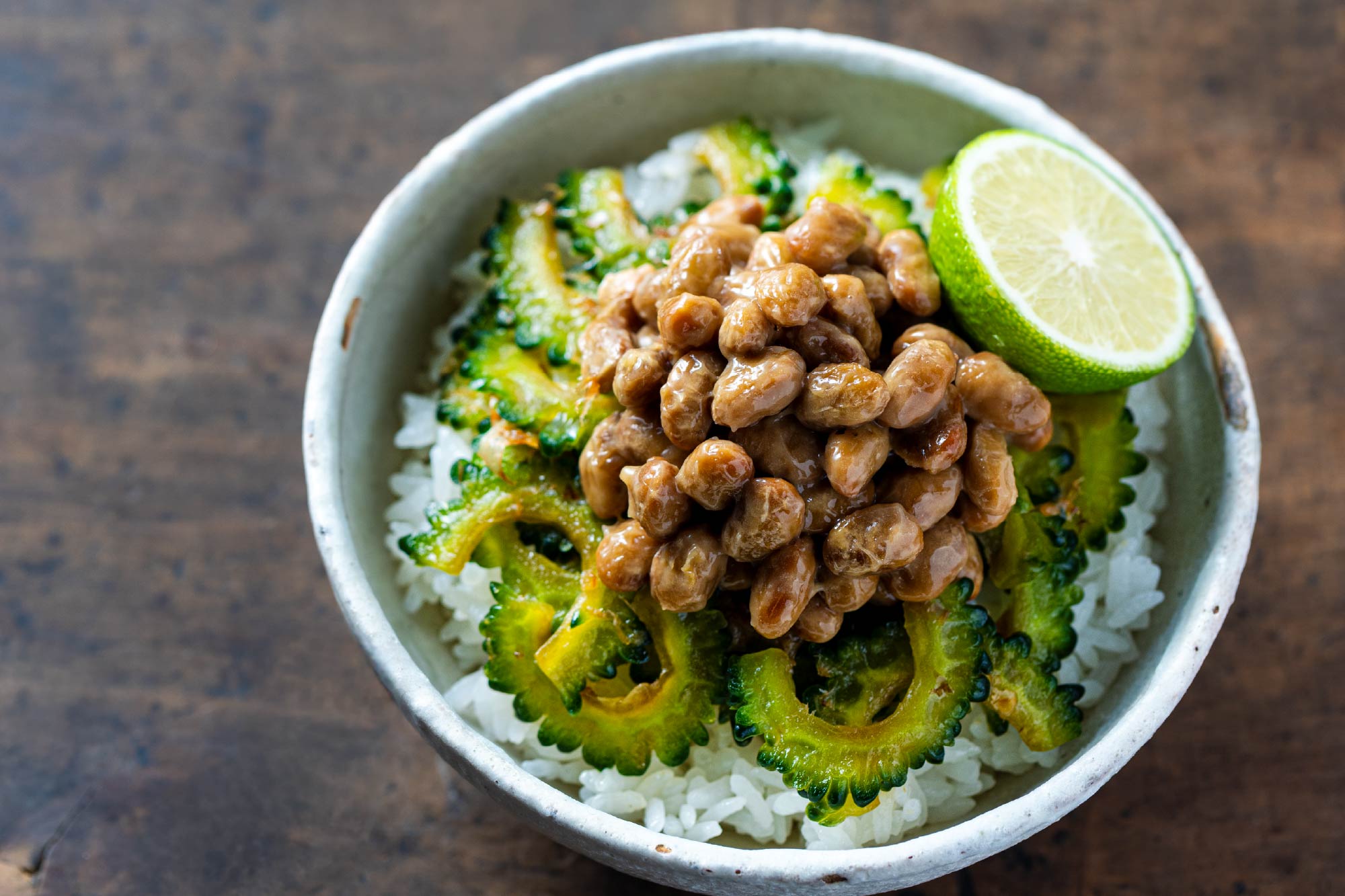 ゴーヤとかつおぶしの納豆ごはん(所要10分)