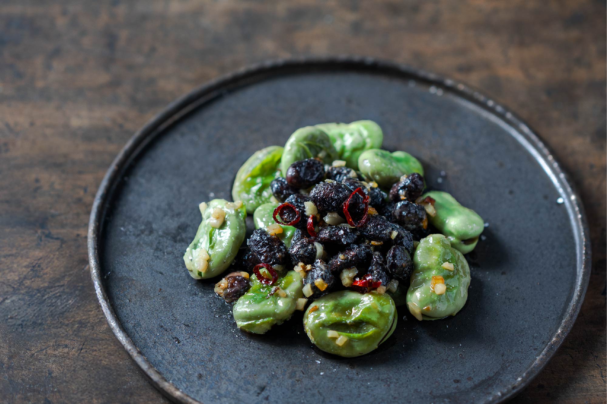 黒豆納豆とそらまめのペペロンチーノ(所要:短時間)
