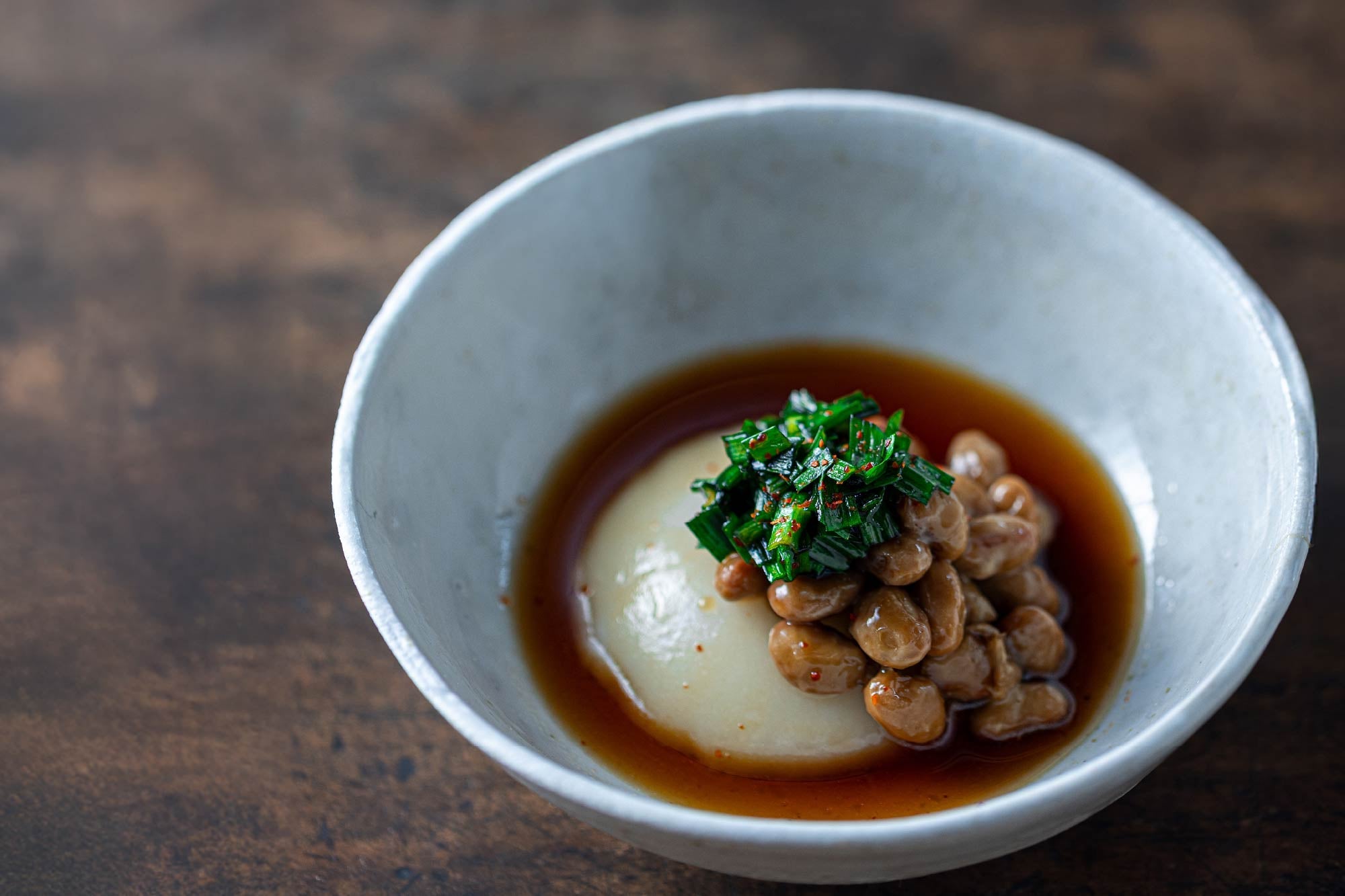 納豆もち ニラ醤油かけ