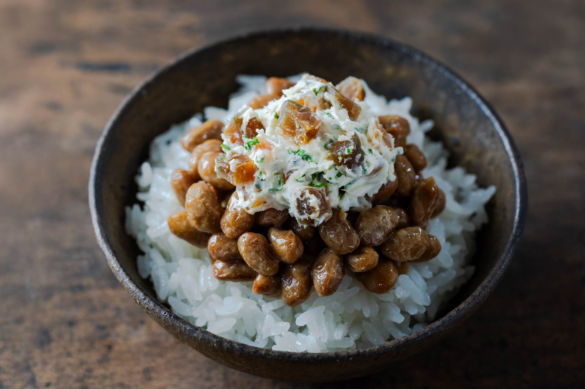 クリームチーズと奈良漬けの納豆ごはん（所要10分）